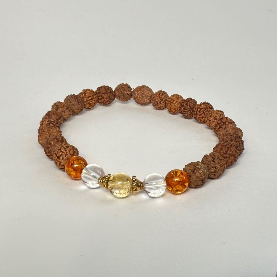 Amber Citrine Aura Rudraksha Bracelet