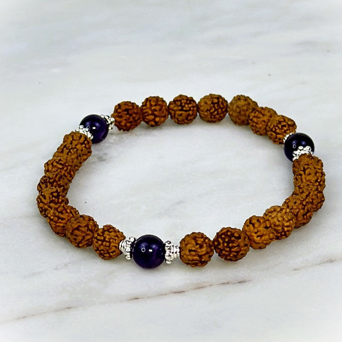 Amethyst Trinity Rudraksha Bracelet