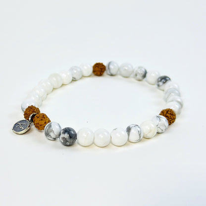 Howlite Solid Rudraksha Bracelet