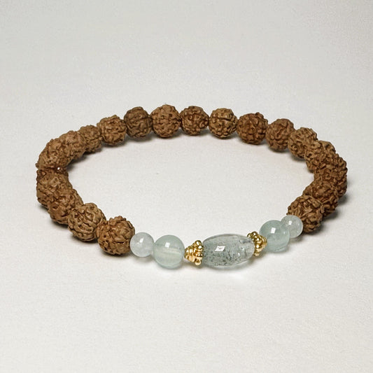 Aquamarine Oasis Rudraksha Bracelet