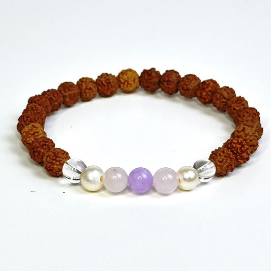 Rose Quartz Lavender Aura Rudraksha Bracelet