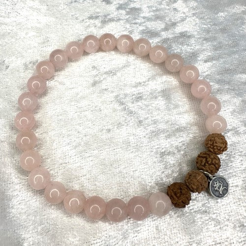 Rose Quartz Solid Rudraksha Bracelet