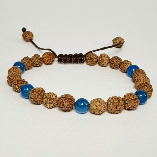 Blue Agate Vibe Rudraksha Bracelet