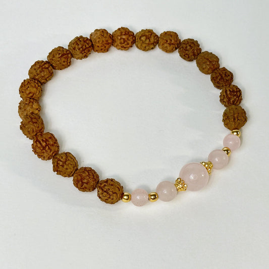 Rose Quartz Embrace Rudraksha Bracelet