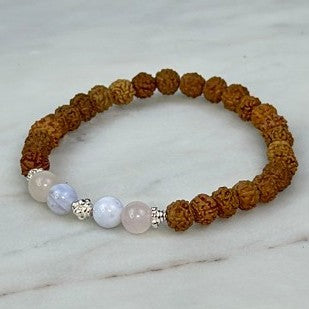 Blue Lace / Rose Vision Rudraksha Bracelet