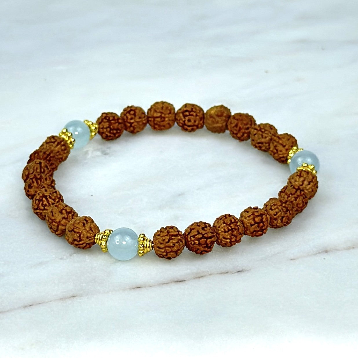Chalcedony Trinity Rudraksha Bracelet