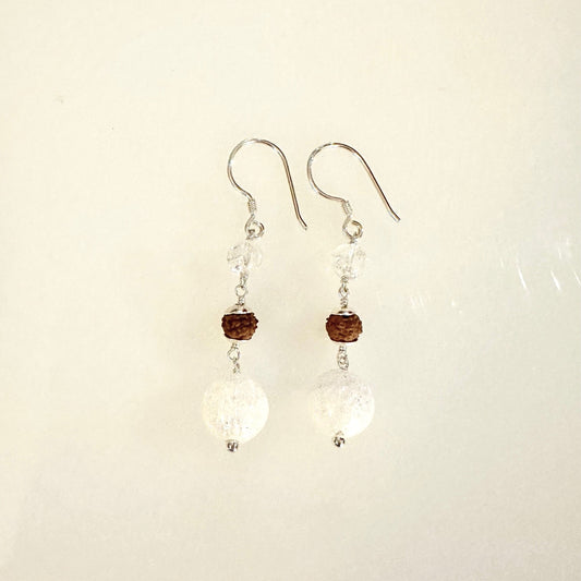 Rudraksha Crystal Ice 2 Earrings (E-02)