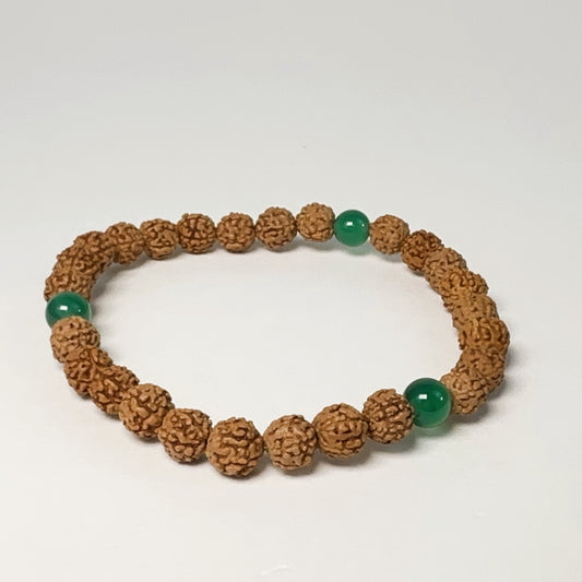 Green Agate Trio Rudraksha Bracelet