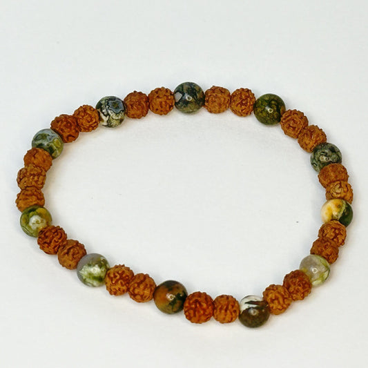 Green Jasper Fusion Rudraksha Bracelet