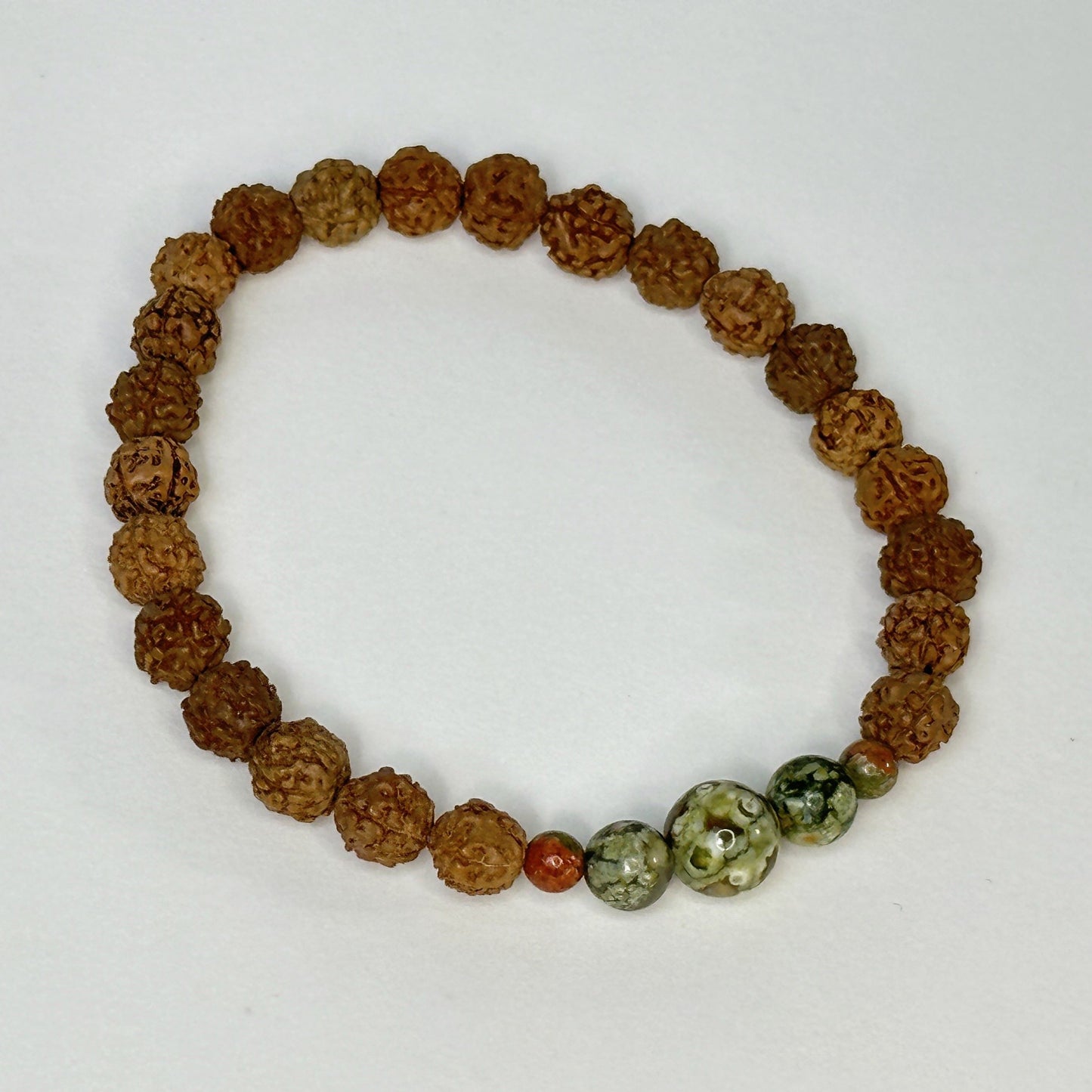 Green Jasper Harmony Rudraksha Bracelet