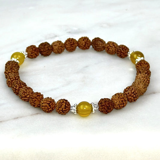 Honey Opal Trinity Rudraksha Bracelet