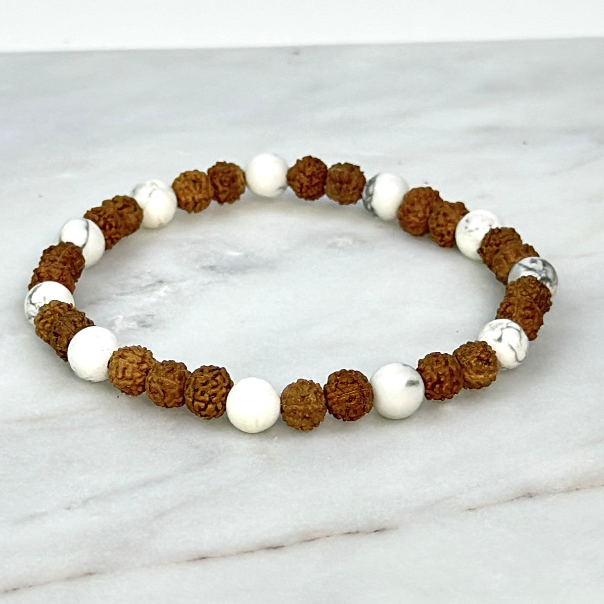 Howlite Fusion Rudraksha Bracelet