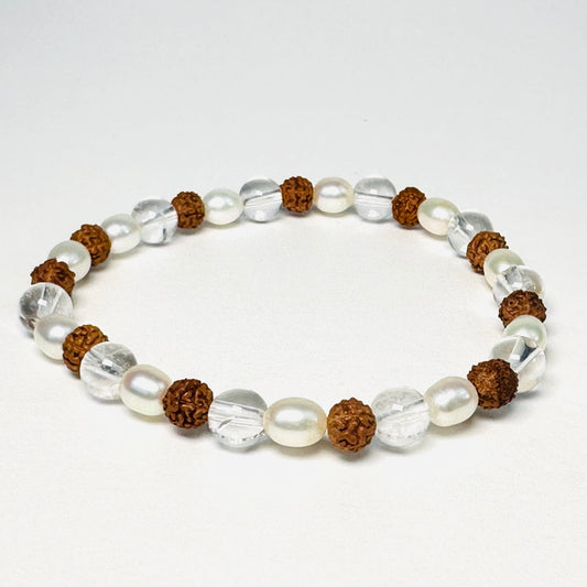 Crystal Quartz Cascade Rudraksha Bracelet