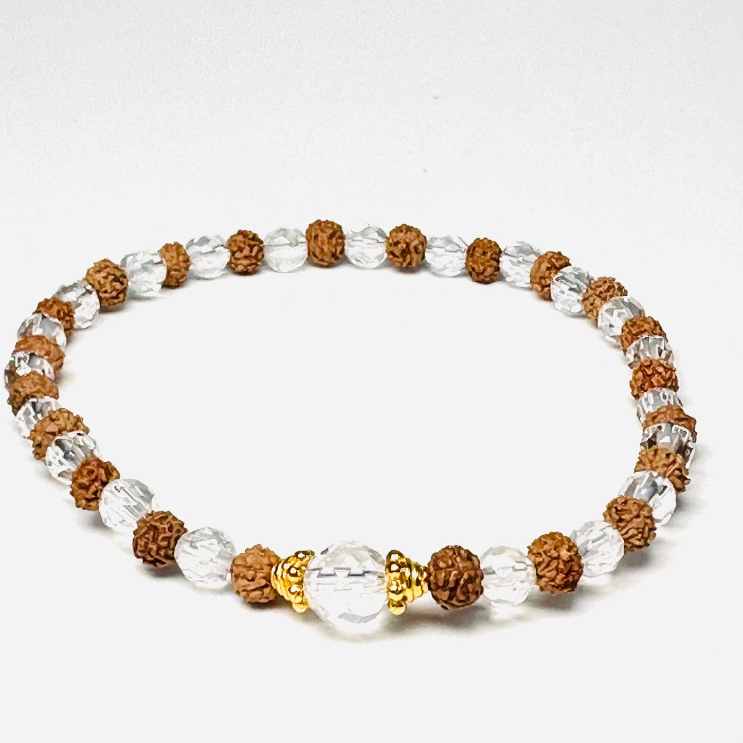 Crystal Quartz Charming Rudraksha Bracelet