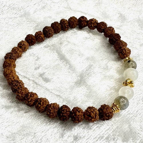 Rudraksha Labradorite and Moonstone Bracelet          (B-M 562)