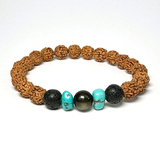 Lava Noir Rudraksha Bracelet