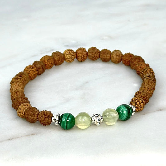Prehnite/Malachite Vision Rudraksha Bracelet