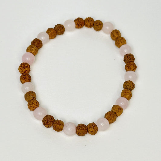 Rose Quartz Fusion Rudraksha Bracelet