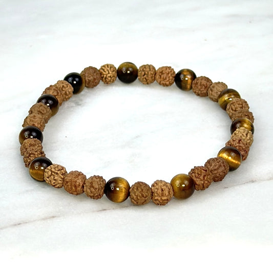 Tiger Eye Fusion Rudraksha Bracelet