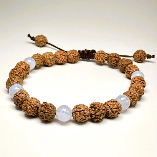 Blue Lace Agate Vibe Rudraksha Bracelet